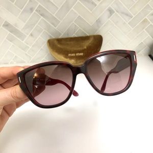 Miu Miu red and black tortoise cat eye sunglasses